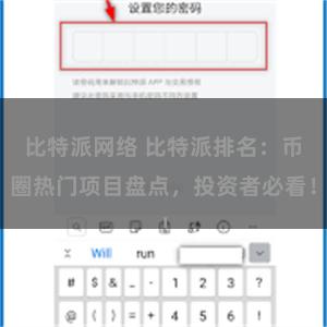 比特派网络 比特派排名：币圈热门项目盘点，投资者必看！